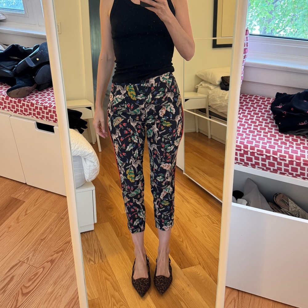 Zara Black Floral Cropped Pants